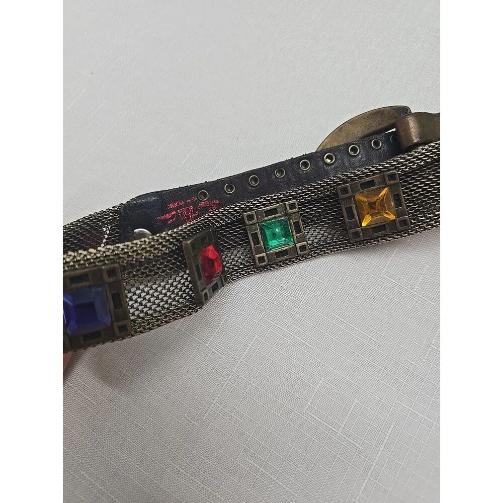 Vintage Women's Sand Castle USA Silver Metal Mesh Rhinestone Belt RARE **READ**